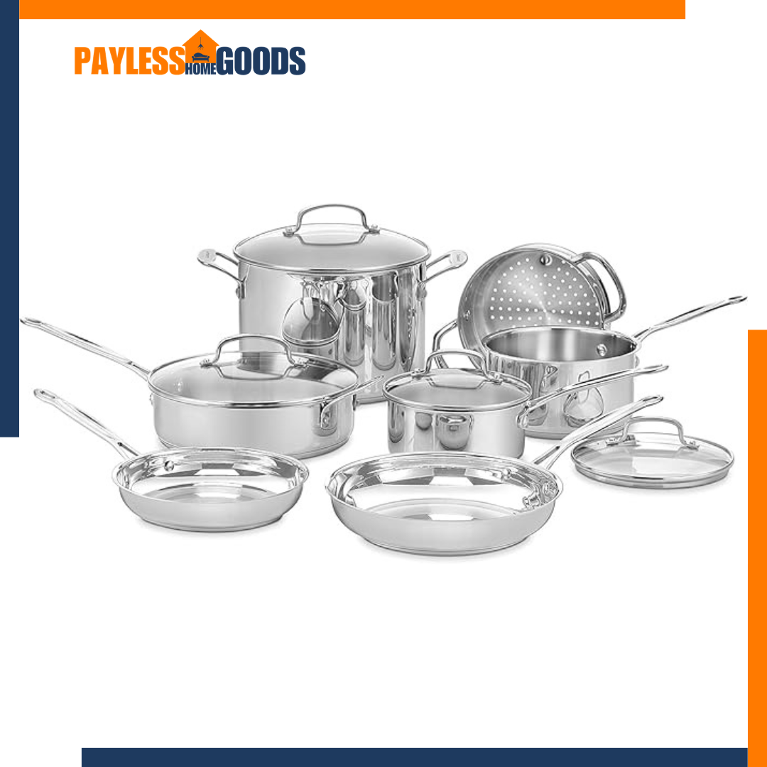 Cuisinart Chef’s Classic 11-Piece Stainless Steel Cookware Set – Induction Compatible Pots and Pans with Aluminum Core, Cool Grip Handles & Glass Lids