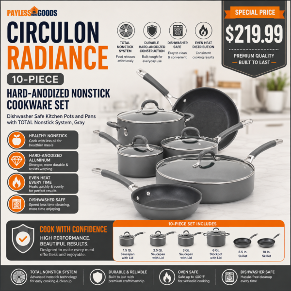 Circulon Radiance 10-Piece Hard-Anodized Nonstick Cookware Set