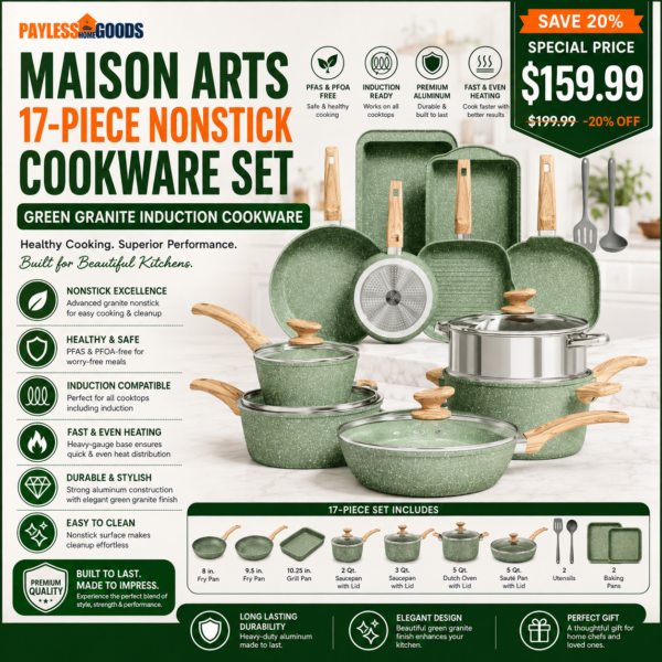 MAISON ARTS 17-Piece Nonstick Cookware Set