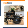 Kitchen Academy 12-Piece Nonstick Cookware Set – Induction Compatible Black Granite Pots and Pans, PFOS & PFOA Free, Fast & Even Heating
