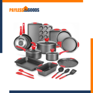 NutriChef 21-Piece Nonstick Cookware Set – PTFE, PFOA & PFOS Free Kitchen Pots and Pans with Bakeware, Tempered Glass Lids & Cool-Touch Handles
