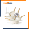 SENSARTE 14-Piece Ceramic Cookware Set – Nonstick Induction Pots and Pans, Healthy PFAS-Free Granite Ceramic Kitchen Cooking Set, White