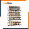 Bunoxea Spice Rack Wall Mounted 4 Pack – Black Metal Spice Organizer with Removable Hooks, Adhesive or Screw Installation