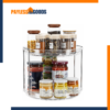LAMU 2-Tier Lazy Susan Organizer 9.25-Inch Rotating Spice Rack for Cabinet, Kitchen Pantry Countertop, Clear Turntable Organizer for Spices, Bathroom & Vanity