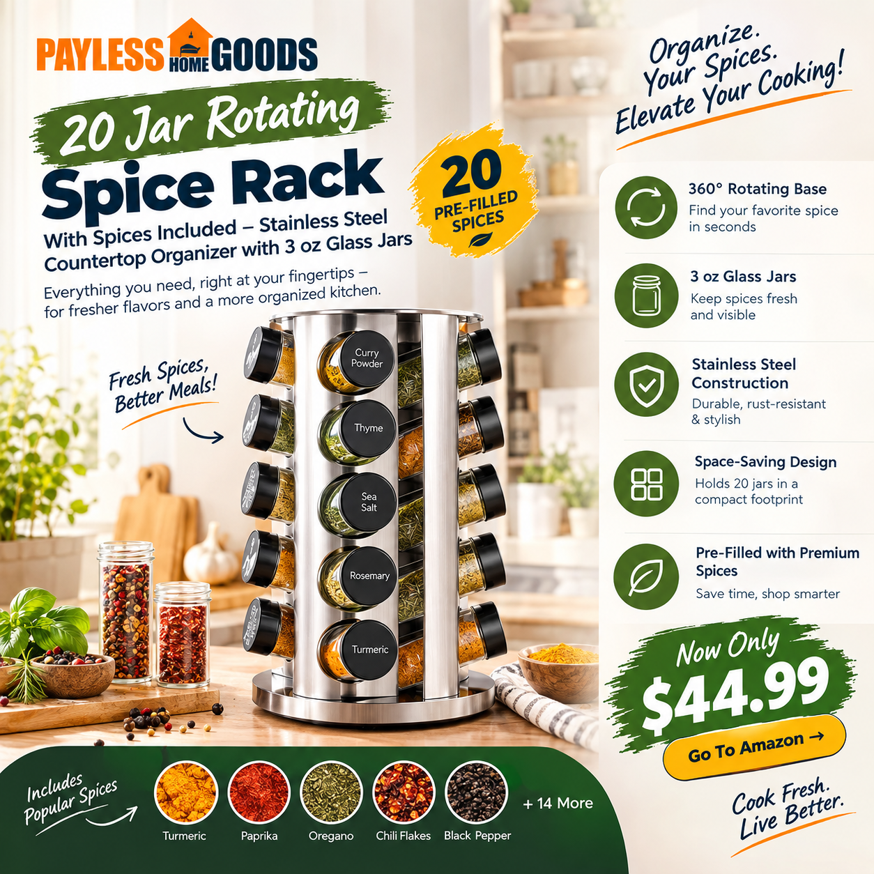 20 Jar Rotating Spice Rack