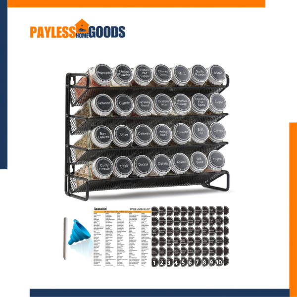 SpaceAid Spice Rack Organizer with 28 Glass Spice Jars