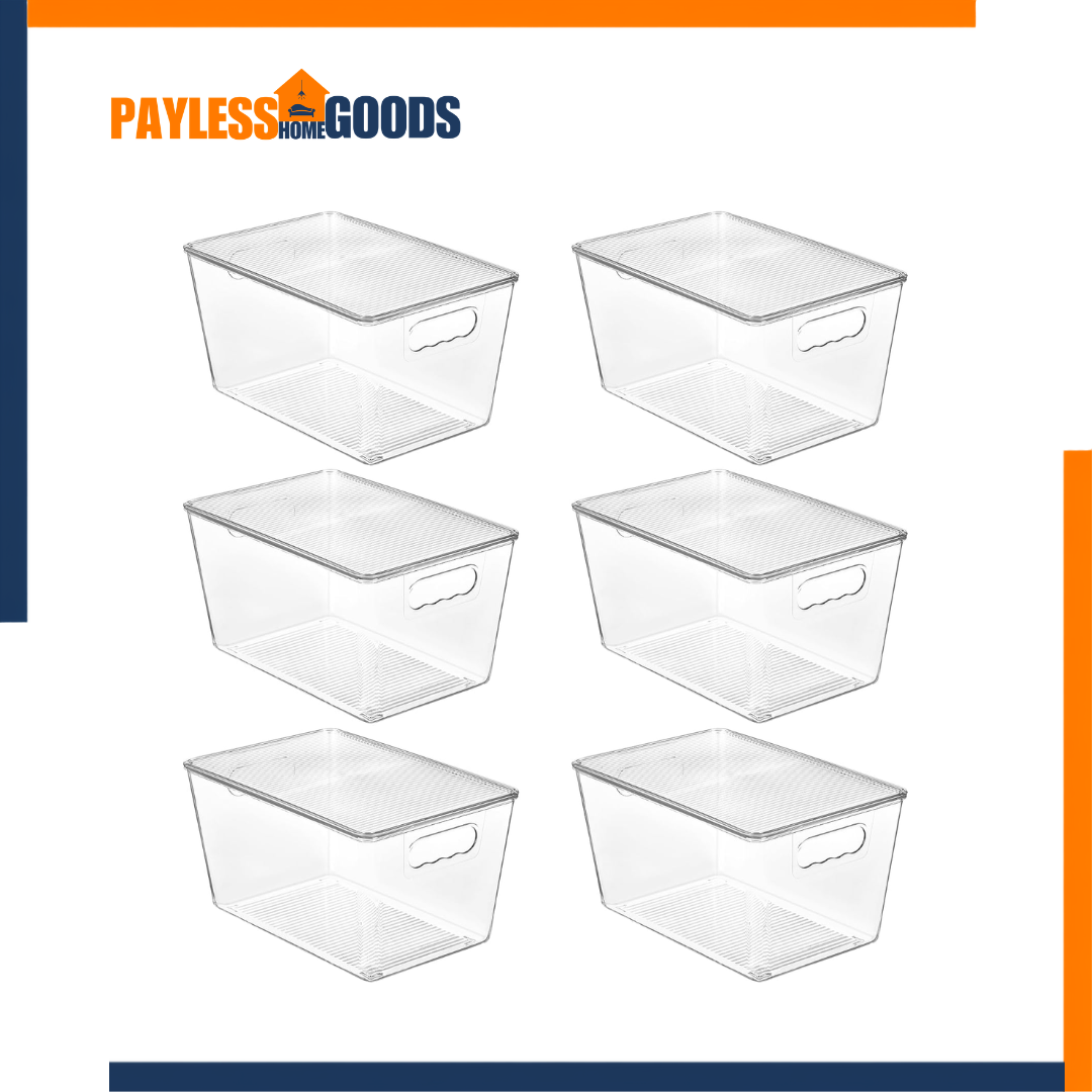 Vtopmart 6 Pack Clear Stackable Storage Bins with Lids and Handles, Large BPA-Free Plastic Organizer for Pantry, Kitchen, Fridge, Cabinet, Closet & Bathroom