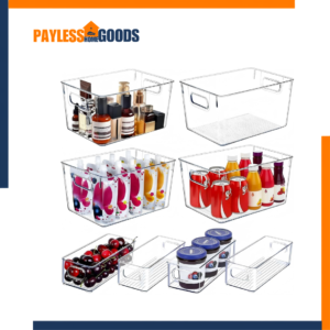 SKTEET 8-Pack Clear Plastic Storage Bins, Stackable Pantry Organization Bins with Handles for Kitchen, Fridge, Cabinet, Bathroom & Home