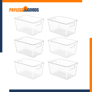 YIHONG 6 Pack Clear Storage Bins with Handles, Large BPA-Free Plastic Pantry Organizer Bins for Kitchen, Refrigerator, Freezer, Cabinet, Closet & Under Sink