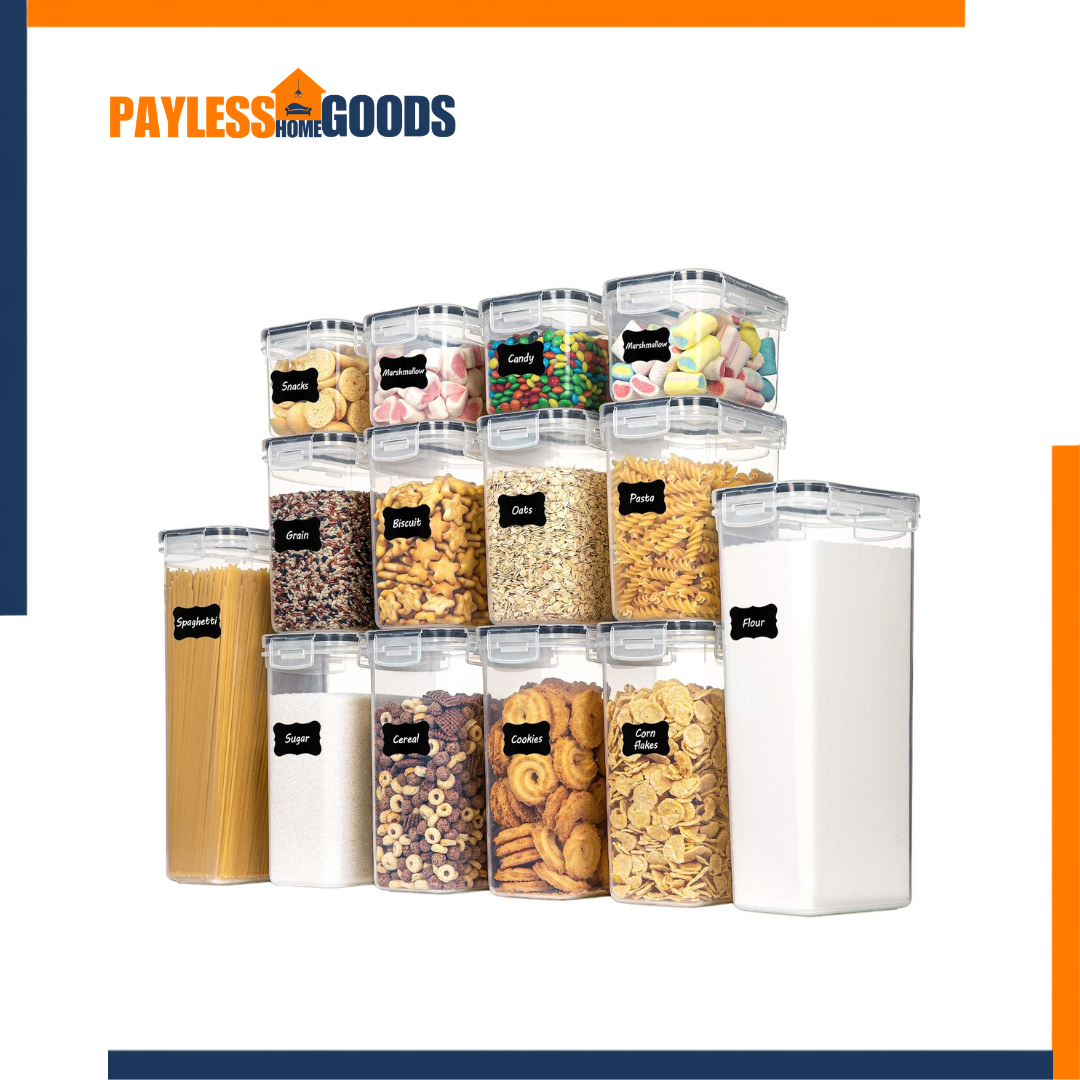 CHEFSTORY 14-Piece Airtight Food Storage Containers with Lids, BPA-Free Plastic Pantry Organization Set for Flour, Sugar, Cereal, Pasta, Rice & Dry Foods