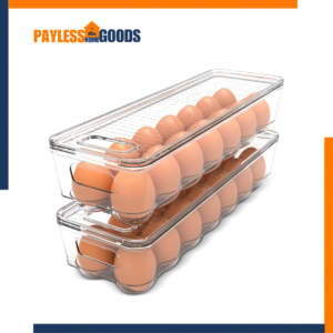 Utopia Home Egg Holder for Fridge, 2 Pack Stackable Egg Storage Containers with Lids and Handles, 14-Slot Clear Refrigerator Egg Organizer, BPA-Free