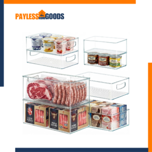 Heyuzb 8 Pack Freezer Organizer Bins, Extra Large Clear Stackable Refrigerator Storage Bins with Handles for Freezer, Pantry, Kitchen Cabinet & Under Sink