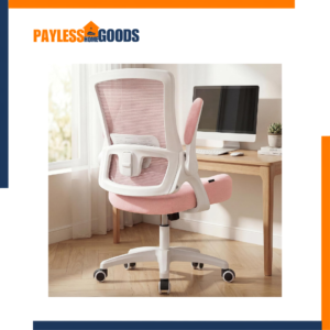 NEO CHAIR Ergonomic Office Chair, High-Back Mesh Computer Desk Chair with Adjustable Lumbar Support, Waterfall Seat, Flip-Up Armrests, 360° Swivel, Pink