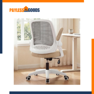 NEO CHAIR Office Desk Chair, Ergonomic Mesh Computer Chair with Flip-Up Armrests, Adjustable Height, Tilt Tension & 360° Swivel, Beige