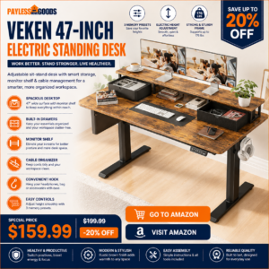 Veken 47x28 in Electric Standing Desk