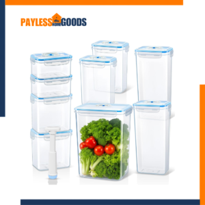 LemonRoad Vacuum Seal Food Storage Containers Set with Hand Pump – 19-Piece Airtight Leakproof Food Storage Containers for Meal Prep, Pantry & Refrigerator Organization