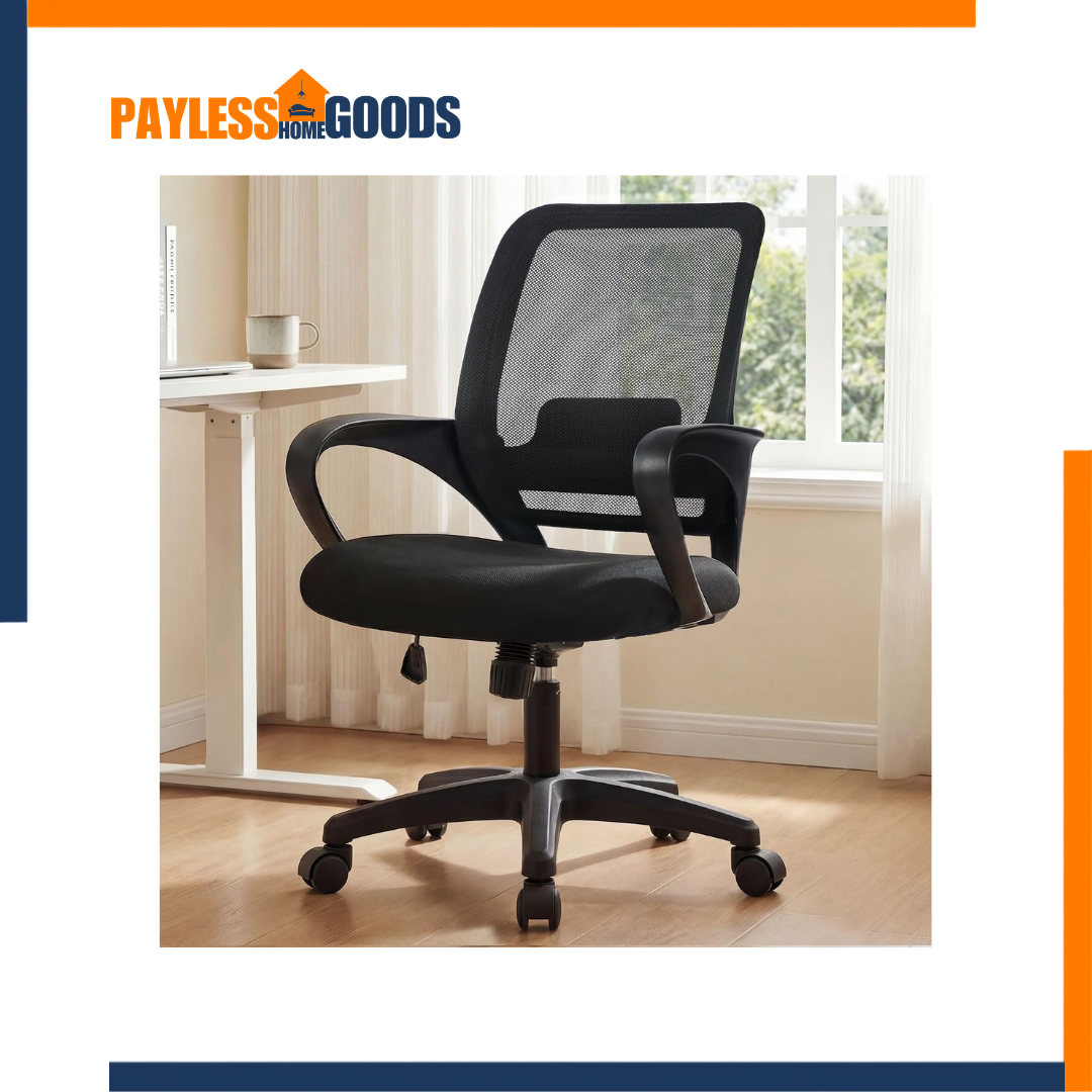NEO CHAIR Home Office Desk Chair, Ergonomic Mesh Office Chair with Lumbar Support, Adjustable Height, 360° Swivel, Tilt Control & Smooth Casters, Black