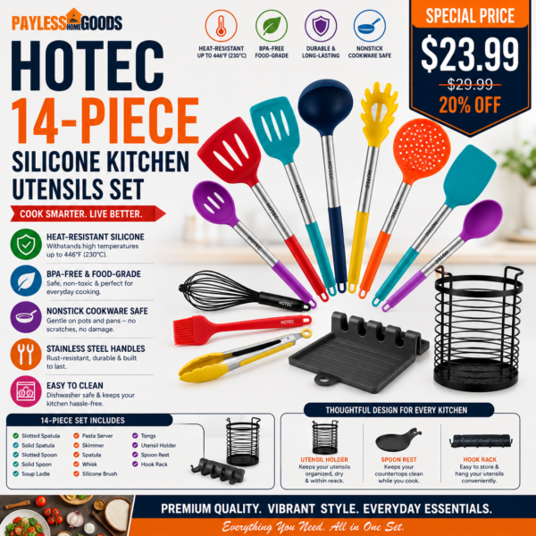 AOTHOD Silicone Cooking Utensils SetSilicone Kitchen Utensils Set