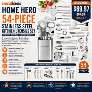 Home Hero 54-Piece Stainless Steel Kitchen Utensils Set