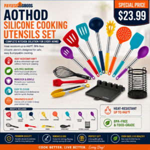 AOTHOD Silicone Cooking Utensils Set