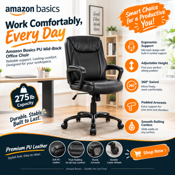 Amazon Basics Puresoft PU Mid-Back Office Chair