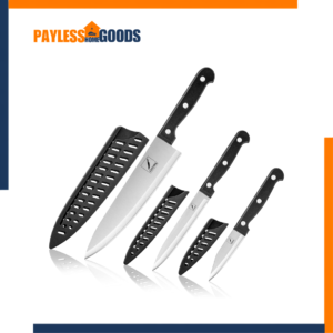COKUMA Kitchen Knife Set with Sheaths – 3-Piece High Carbon Stainless Steel Chef Knife Set, 8-Inch Chef Knife, Utility Knife & Paring Knife for Home Kitchen