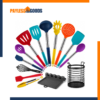 AOTHOD Silicone Cooking Utensils Set – Heat-Resistant 446°F BPA-Free Silicone Kitchen Utensils with Turner, Tongs, Spatula, Spoon, Whisk, Brush & Holder for Nonstick Cookware