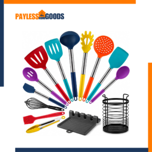 AOTHOD Silicone Cooking Utensils Set – Heat-Resistant 446°F BPA-Free Silicone Kitchen Utensils with Turner, Tongs, Spatula, Spoon, Whisk, Brush & Holder for Nonstick Cookware
