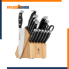 HENCKELS Statement 15-Piece Knife Block Set – German Engineered Razor-Sharp Stainless Steel Kitchen Knife Set with Chef Knife, Santoku, Steak Knives, Kitchen Shears & Hardwood Block