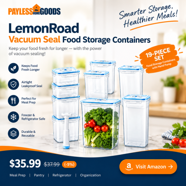 LemonRoad Vacuum Seal Food Storage Containers Set with Hand Pump