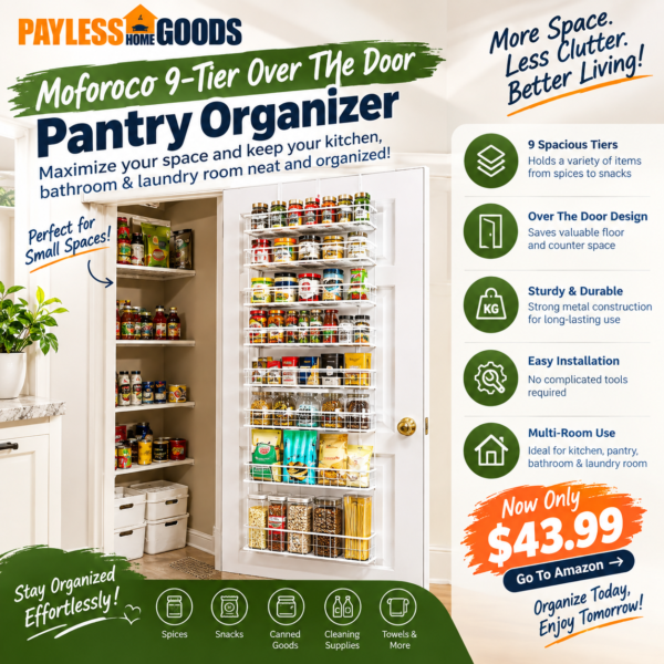 Moforoco White 9-Tier Over The Door Pantry Organizer,