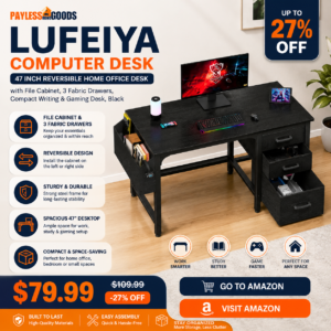 Lufeiya Computer Desk with File Drawers Cabinet