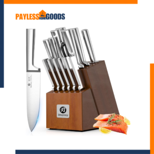 imarku 15-Piece Knife Block Set with Built-in Sharpener – Japanese High Carbon Stainless Steel Kitchen Knife Set, Dishwasher Safe Chef Knife Set with Wooden Block