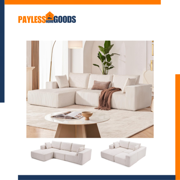108" Boneless Couch with Chaise