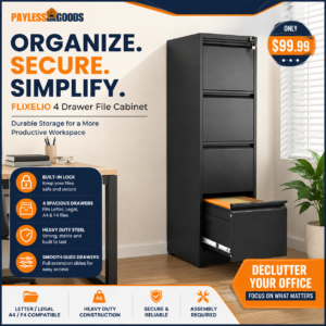 4 Drawer File Cabinet with Lock,
