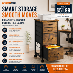 DurayLoly 4-Drawer Rolling File Cabinet