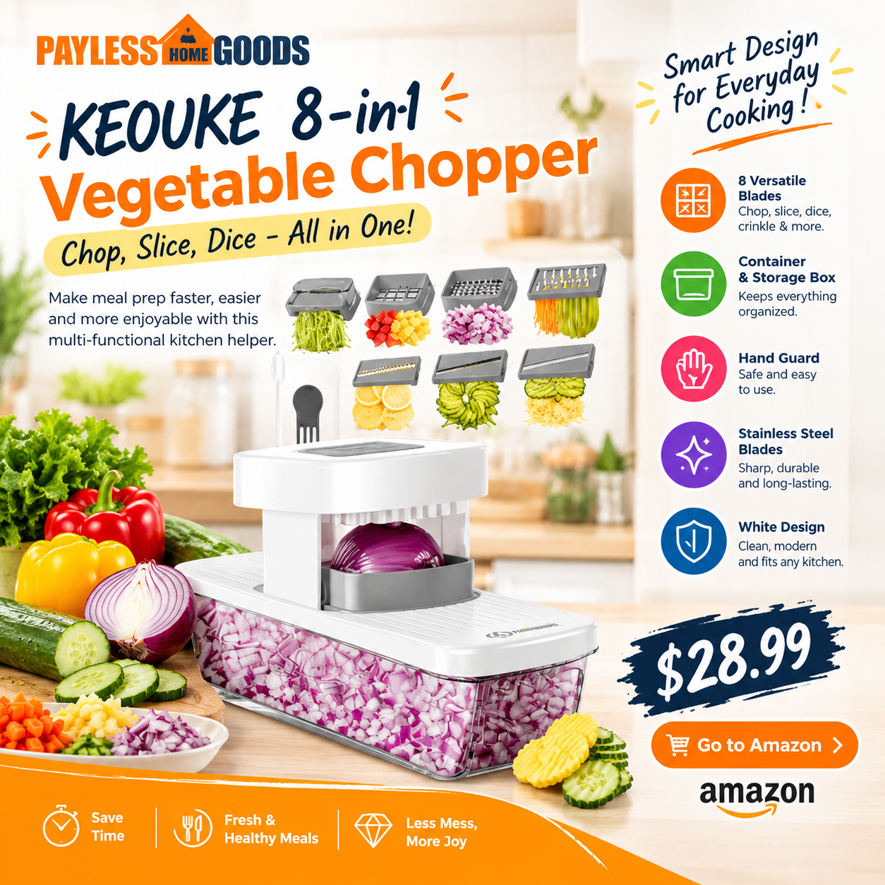 KEOUKE 8-in-1 Vertical Vegetable Chopper