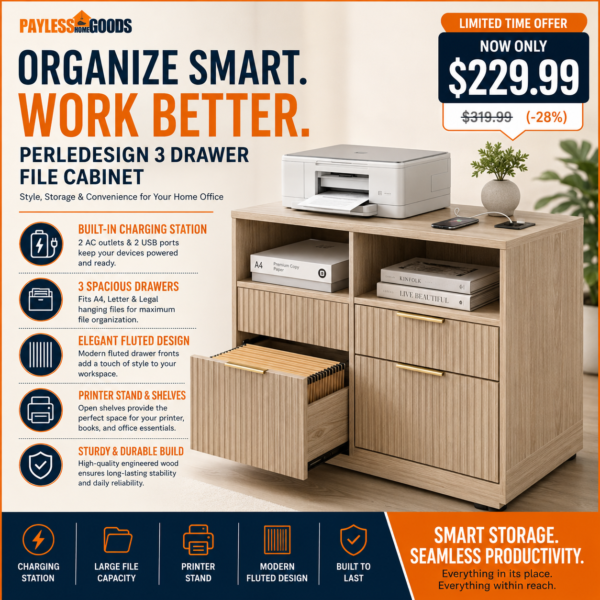 Perledesign 3 Drawer File Cabinet