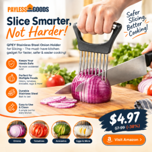 QPEY Stainless Steel Onion Holder for Slicing