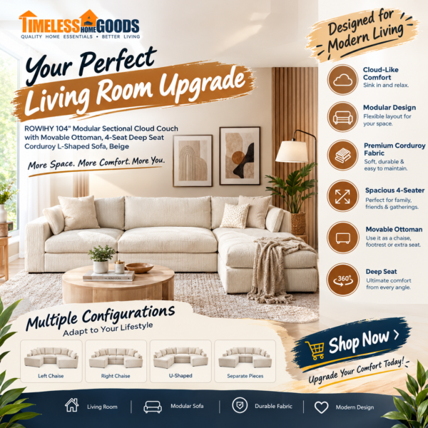 ROWHY 104″ Modular Sectional Cloud Couch
