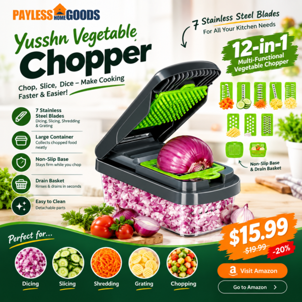 Yusshn Vegetable Chopper 12-in-1 Food Veggie Chopper