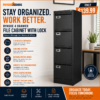 BYNSOE 4 Drawer File Cabinet with Lock