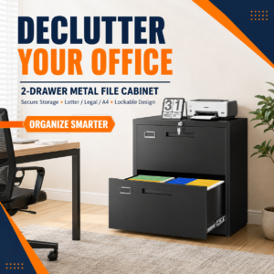 Letaya 2 Drawer File Cabinet with Lock