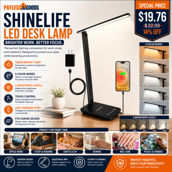 shinelife LED Desk Lamp for Office Home